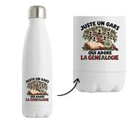 Gourde Isotherme Juste un gars qui adore la généalogie | Bouteille Inox Double Paroi 500 ml Froid 24 h Chaud 12 h | Sport Bureau Randonnée Vélo | Cadeau Généalogiste Homme Femme Anniversaire