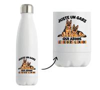 Gourde Isotherme Juste un gars qui adore les bergers allemands | Bouteille Inox Double Paroi 500 ml Froid 24 h Chaud 12 h | Sport Bureau Randonnée Vélo | Cadeau Papa de Chien Homme Femme Anniversaire