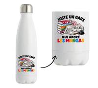 Gourde Isotherme Juste un gars qui adore les mangas | Bouteille Inox Double Paroi 500 ml Froid 24 h Chaud 12 h | Sport Bureau Randonnée Vélo | Cadeau Otaku Homme Femme Anniversaire