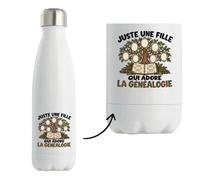 Gourde Isotherme Juste une fille qui adore la généalogie | Bouteille Inox Double Paroi 500 ml Froid 24 h Chaud 12 h | Sport Bureau Randonnée Vélo | Cadeau Généalogiste Homme Femme Anniversaire
