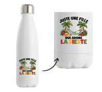 Gourde Isotherme Juste une fille qui adore la sieste | Bouteille Inox Double Paroi 500 ml Froid 24 h Chaud 12 h | Sport Bureau Randonnée Vélo | Cadeau Paresseuse Homme Femme Anniversaire