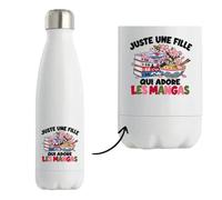 Gourde Isotherme Juste une fille qui adore les mangas | Bouteille Inox Double Paroi 500 ml Froid 24 h Chaud 12 h | Sport Bureau Randonnée Vélo | Cadeau Otaku Homme Femme Anniversaire