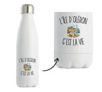 Gourde Isotherme L’Île d’Oléron c’est la vie | Bouteille Inox Double Paroi 500 ml Froid 24 h Chaud 12 h | Sport Bureau Randonnée Vélo | Cadeau Oléronais Oléronaise Homme Femme Anniversaire