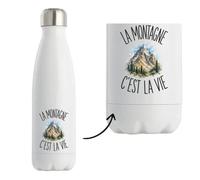 Gourde Isotherme La Montagne C'est La Vie | Bouteille Inox 500 ml Garde Froid 24 h Chaud 12 h | Idée Cadeau Homme Femme Anniversaire | Imprimée en Bretagne