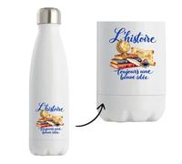 Gourde Isotherme L'histoire, toujours une bonne idée | Bouteille Inox Double Paroi 500 ml Froid 24 h Chaud 12 h | Sport Bureau Randonnée Vélo | Cadeau Historien Historienne Homme Femme Anniversaire