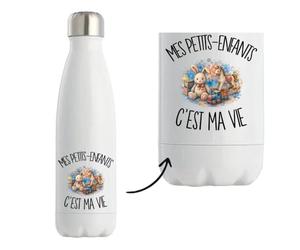 Gourde Isotherme Mes petits-enfants c'est ma vie | Bouteille Inox Double Paroi 500 ml Froid 24 h Chaud 12 h | Sport Bureau Randonnée Vélo | Cadeau Grand-père Grand-mère Homme Femme Anniversaire
