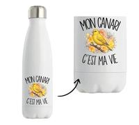 Gourde Isotherme Mon canari c'est ma vie | Bouteille Inox Double Paroi 500 ml Froid 24 h Chaud 12 h | Sport Bureau Randonnée Vélo | Cadeau Passionné et Passionnée D'oiseaux Homme Femme Anniversaire