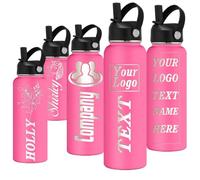 Gourde Isotherme Personnalisable Enfant avec Prénom Logo Gravée Thermos 350/530/700/950/1150Ml Bouteille Personnalisée avec Paille Couvercle Cadeau pour Ecole Sport Bureau