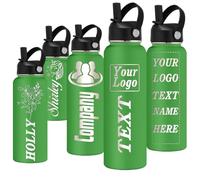 Gourde Isotherme Personnalisable Enfant avec Prénom Logo Gravée Thermos 350/530/700/950/1150Ml Bouteille Personnalisée avec Paille Couvercle Cadeau pour Ecole Sport Bureau