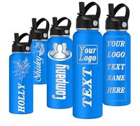 Gourde Isotherme Personnalisable Enfant avec Prénom Logo Gravée Thermos 350/530/700/950/1150Ml Bouteille Personnalisée avec Paille Couvercle Cadeau pour Ecole Sport Bureau