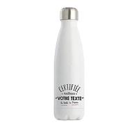 Gourde Isotherme personnalisable idée cadeau collègue Certifiée Meilleure Femme de France | Bouteille Thermos 500 ml Texte à personnaliser