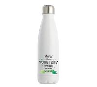 Gourde Isotherme personnalisable idée cadeau collègue Merci inoubliable femme | Bouteille Thermos 500 ml Texte à personnaliser