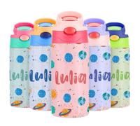 Gourde Isotherme Personnalisable pour Enfant, Bouteille d'eau Personnalisée Prenom Sans BPA Tritan, Gourde Isotherme Enfant avec Paille pour L’école, Sport, Primaire etMaternelle - Multicolore 350ml