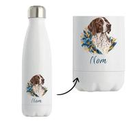 Gourde Isotherme Pointer Anglais : Aquarelle florale | Bouteille Inox Double Paroi 500 ml Froid 24 h Chaud 12 h | Sport Bureau Randonnée Vélo | Cadeau Propriétaire Chien Homme Femme Anniversaire