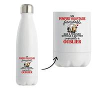Gourde Isotherme Pompier Volontaire Formidable | Bouteille Inox Double Paroi 500 ml Froid 24 h Chaud 12 h | Sport Bureau Randonnée Vélo | Idée Cadeau Sapeur-Pompier Noël Départ