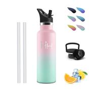 Gourde Isotherme, Sans Bpa 500ML, Bouteille Isotherme, Avec Paille, Double Isolation Thermique, Pour Jardin D’Enfants, Promenade Urbaine Et Voyage En Voiture