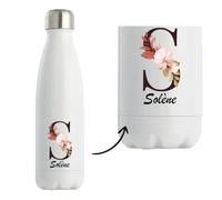 Gourde Isotherme Solène | Bouteille Inox Double Paroi 500 ml Froid 24 h Chaud 12 h | Sport Bureau Randonnée Vélo | Cadeau Homme Femme Anniversaire