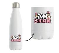 Gourde Isotherme Team esthéticienne | Bouteille Inox Double Paroi 500 ml Froid 24 h Chaud 12 h | Sport Bureau Randonnée Vélo | Idée Cadeau Noël Départ