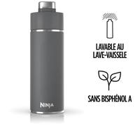 Ninja Thirsti Utilisation quotidienne, Fitness, Randonnée, Sports 530 ml Plastique, Acier inoxydable Gris