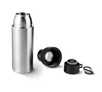 Gourde isotherme TROIKA INFUSE+ 550 ml avec fermeture une main, double paroi sous vide, double mousqueton, inox 201/304 qualité alimentaire, plastique argent