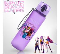 Gourde KPOP Demon Hunters HUNTRX - Bouteille Réutilisable 650 ml Violette - Accessoire Fan Art