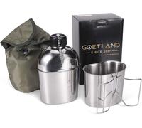 Gourde Militaire Americaine Inox 1,2l Avec 0,6l Quart Tasse Pochette Nylon Armée Américaine Camping Quart Accessoires