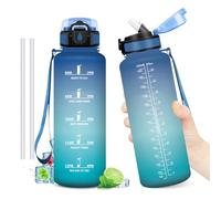 Gourde Motivation 1.5L, Gourde avec Paille sans BPA, Bouteille d'eau de Motivation avec Marqueur de Temps, Étanche et Réutilisable, Bouteille Réutilisable pour l'école, Sport, Bureau, Yoga, Camping