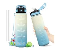 Gourde Motivation 1L, Gourde avec Paille sans BPA, Bouteille d'eau de Motivation avec Marqueur de Temps, Étanche et Réutilisable, Bouteille Réutilisable pour l'école, Sport, Bureau, Yoga, Camping