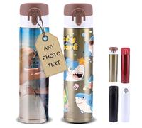 Gourde Personnalisable avec Photo, Grande Bouteille Isotherme 750 ml en Acier Inoxydable avec Couvercle, pour Café Thé Eau Jus (Or)
