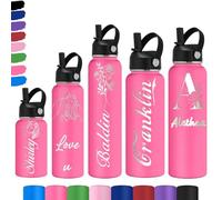 Gourde Personnalisable pour Enfant - Gourde PersonnaliséE Bouteille D'Eau Avec Nom - Gourde Isotherme Personnalisable GravéE Avec Paille pour L'éCole Le Sport Le Bureau L'ExtéRieur