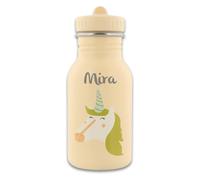 Gourde personnalisée avec nom en forme de licorne Trixie - 350 ml - En acier inoxydable - Anti-fuite - Fermeture adaptée aux enfants - En option - Avec sac à dos