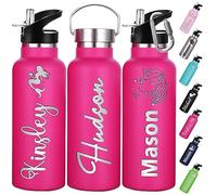 Gourde Personnalisée Avec Paille 350ml 750ml Nom Gravé Logo Bouteille Isotherme Bouteille d'eau Personnalisée En Acier Inoxydable Cadeau pour l'École Le Sport Le Bureau l'Extérieur