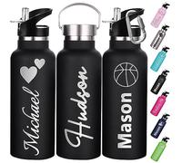 Gourde Personnalisée Avec Paille 350ml 750ml Nom Gravé Logo Bouteille Isotherme Bouteille d'eau Personnalisée En Acier Inoxydable Cadeau pour l'École Le Sport Le Bureau l'Extérieur