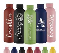 Gourde Personnalisée Bouteille d'Eau Gravée Avec Nom Bouteille d'Eau Isolée En Acier Inoxydable 500ml Pour l'École Le Bureau Et Le Sport