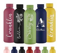 Gourde Personnalisée Bouteille d'Eau Gravée Avec Nom Bouteille d'Eau Isolée En Acier Inoxydable 500ml Pour l'École Le Bureau Et Le Sport