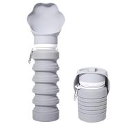Gourde pour Chien 550ml Pliable Antifuite 150ml Distributeur d'eau pour Animaux sans BPA Facile à Nettoyer pour Randonnée Voyage Parc Promenade(Gray2)