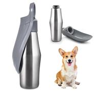 Gourde pour chien - 750 ml - En acier inoxydable - Pliable à 180° - Bouteille d'eau portable pour chien - Pour la marche, les parcs, le camping - Noir - Taille A