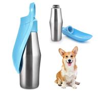 Gourde pour chien - 750 ml - En acier inoxydable - Pliable à 180° - Bouteille d'eau portable pour chien - Pour la marche, les parcs, le camping - Bleu - Taille A