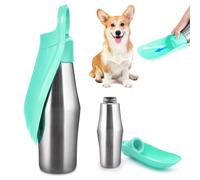 Gourde pour chien 750 ml pliable 180° portable pour animaux de compagnie en acier inoxydable pour chien (vert, 1)
