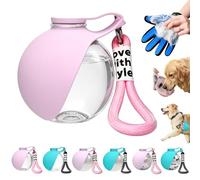 Gourde pour Chien Portable 285ml, Bouteille De 2 en 1 Bouteille d'eau Portable pour Chien, Livré avec Un Bol en Silicone, IdéAl pour Les Promenades en Plein Air (Rosa-trasparente)