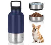 Gourde pour chien - Pour les déplacements - 1000 ml - Bouteille d'eau pour chien - En acier inoxydable - Avec gamelle d'eau et gamelle - Accessoire pour chien pour promenade - Sans BPA