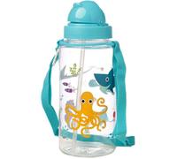 Puckator Gourde enfant Sealife 450 ml plastique avec paille, anse et capuchon Bleu animaux marins