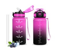 Gourde, Sans BPA 500 ml, Gourde Avec Paille, Étanche Verrou De Sécurité, Bouteille, Citations De Motivation Pour s'hydrater,Bouteille d'eau Violet & Noir