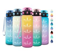 Gourde Sport 1L, Gourde avec Filtre, sans BPA, Bouteille d'eau de Motivation avec Marqueur de Temps, Étanche et Réutilisable, Bouteille Réutilisable pour l'école, Sport, Bureau, Yoga, Camping