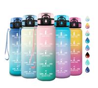 Gourde Sport 1L, Gourde avec Filtre, sans BPA, Bouteille d'eau de Motivation avec Marqueur de Temps, Étanche et Réutilisable, Bouteille Réutilisable pour l'école, Sport, Bureau, Yoga, Camping