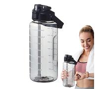 Gourde Sport 2L, Bouteille d'eau de Motivation, Gourde Graduée, avec Marqueur et Paille, Bouteille d'eau étanche avec Marqueur de Temps de Motivation pour la Randonnée Voyage Sports de Plein Fitness