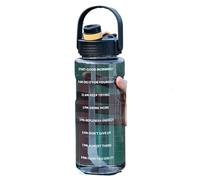 Gourde sport Gobelet en plastique grande capacité 1,5 L/2 L/3 L, étanche, avec paille et indicateur de temps, idéal for la maison les activités sportives extérieur pour l'Extérieur(3.0L,Black)