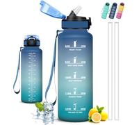 Gourde Sport, Gourde 1,5l, Anti Fuite, Gourdes Graduée pour 1 Journee, Facile à Nettoyer, Gourd Graduée, avec Slogan de Motivation, Bouteille avec Verrou de sécurité, pour Camping, Aptitude, Randonnée