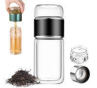 gourde theiere en verre avec infuseur 500ml,infuseur thé bouteillet,infuseur à thé en verre à double paroi isolante,bouteille infuseur à thé, infuseur thé bouteille, de voyage transparente-D||500ml