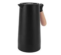 Gourde Thermos, Sortie d'eau Olécrane Nettoyage Facile 1L Carafe à café Thermique 12h Isolation 1L Grande Contenance avec Manche en Bois pour la Randonnée (Le noir)